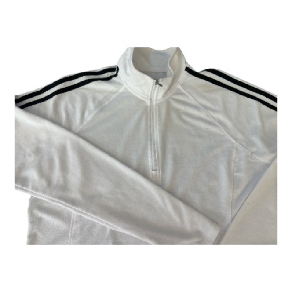 ADIDAS long sleeve quarter zip lightweight Golf top.White with black stripe sz L - Picture 2 of 6